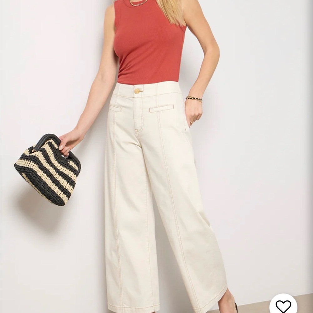 Kut from the Kloth Wide-Leg Cream High-Rise Pants